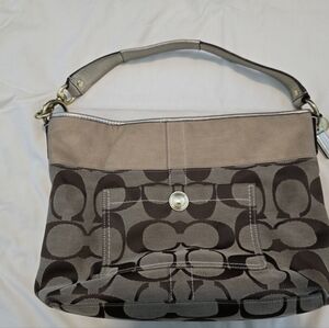 Coach Logo Handbag in Metallic Gold